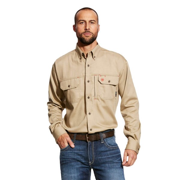 Ariat FR Solid Vent Work Shirt in Khaki